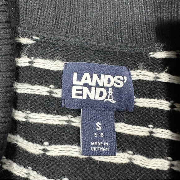 Lands’ End Women’s Wool Blend Cozy Lofty Jacquard Shawl Cardigan Sweater Black S - Picture 10 of 13
